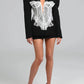 Patchwork Long Sleeve Sexy Blazer Women Elegant Fashion Deep V Neck Embroidery Single-breasted Blazers Coat Female