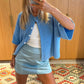 Women Knitted Crop Cardigan Shirt Short Sleeve Button Down Ribbed Knit Crop Top Y2k Girls Outwear Top Tee Shirt