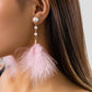 Romantic Long Tassel Fluffy Feather Drop Earrings for Women Wed Elegant Boho Imitation Pearl Dangle Earring Y2K Jewelry