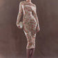 Diagonal Collar Long Sleeve Sexy Midi Dress Women Gown Elegant Backless Ruched Bodycon Club Party Long Dresses Female