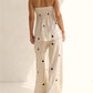 Fashion Polka Dot 2 Piece Outfits for Women Double Slit Strapless Tube Top + Baggy Wide Leg Pants Set Summer Streetwear