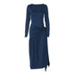 Two Piece Set Long Sleeve Bodysuit Top and Lace-up Skirt Set Blue Outfits for Women Sexy Fall Dresses 2025