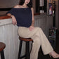 Fashion Off-Shoulder T-Shirt Women Trend Classes Skew Collar One-Sleeve Patchwork Stretch Casuals Street Sport Tess