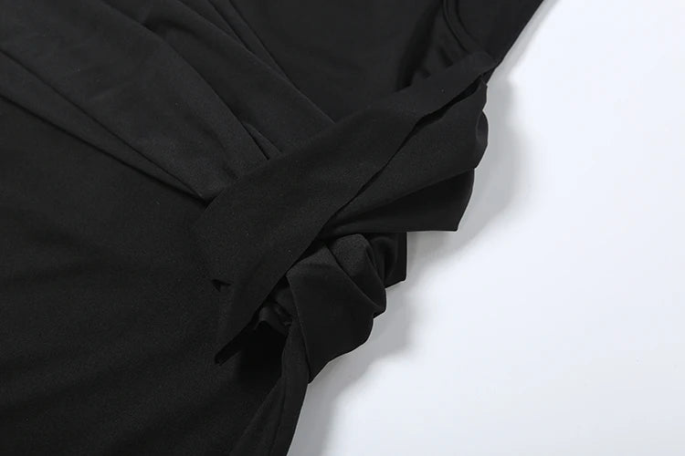 Casual Long Dress Woman Ruched Kink Design Skew Inclined Shoulder Sleeveless Backless Street Fashion Style Slim Vestidos