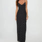 Women Long Dress Polka Dots Print V-Neck Sleeveless Cami Dress Summer Fashion Spaghetti Strap Bodycon Maxi Dress