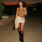 Lace Up Backless Fringe Halter Top Club Wear Women Sexy Tops Rave Festival Clothing