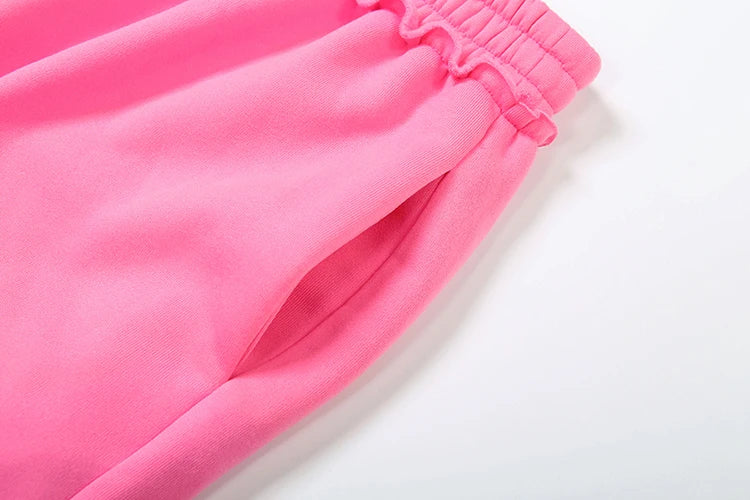 Fashion 2 Piece Set Women Tracksuit Sporty Zipper Patchwork Hooded Crop Jacket+Straight Pants Matching Streetwear Outfits