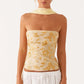 Women Y2K Sequin Tube Top with Scarf Sexy Backless Pearl Embellished Beaded Cami Bling Glitter Rhinestone Camisole