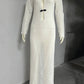 Hollow Out Knit Sexy Maxi Dress Women Fashion See Through Smock Dress Elegant Long Sleeve Backless Fishtail Dress