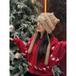 Cute Sweet Cat Ear Pom Pom Plush Warm Knit Beanie For Women