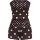 Polka Dot Print 2 Piece Set Woman Sexy Off Shoulder Backless Tube Tops+Skinny Mini Shorts Midnight Club Party Outfits