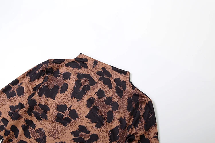 Street Leopard Print 2Piece Set Woman Autumn Trend o-Neck Full Sleeve T-Shirts+Skinny Long Pants Fashion Wild Style Suits