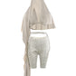 Sexy Hooded Shawl Patchwork Irregular Shape Low-Neck Crop Tops+Cross Badnaeg Skinny Peach Hip Shorts Wild Style Suits