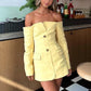 Off-shoulder Strapless Sexy Blazer Dress For Women Fashion Solid Zipper Two Pocket Long Sleeve Backless Mini Dress