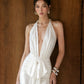 Tassel Jumpsuit Women Halter Deep v-Neck Sleeveless Backless Folds Slim Solid Fashion Party Sexy Midnight Streetwear