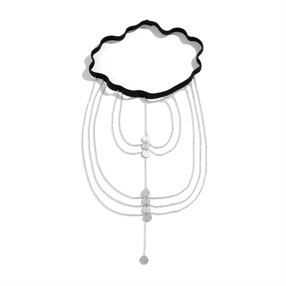 Boho Multilayer Elastic Band Star Sequin Tassel Leg Thigh Chain Women Wed Bikini Summer Body Jewelry Wed Accessories