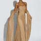 Sparkle Strapless Draped Sexy Maxi Dress Women Elegant Off-shoulder Sleeveless Backless Ruched Club Party Long Dress
