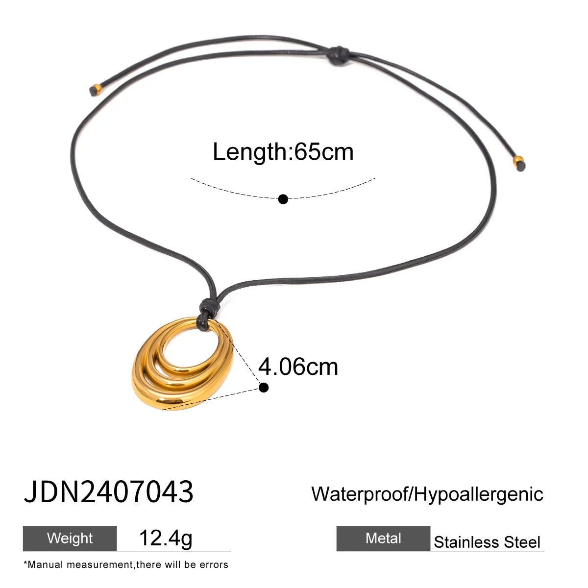Minimalism Glossy Shine Stainless Steel Irregular Geometric Metal Wax Rope Necklace For Women Waterproof Jewelry