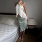 Scarf Top with Crossover Halter Neck and Cascading Fringe Trim Sexy Party Tops Fall Fashion 2026