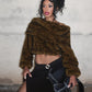 Warm Furry Sweater Woman Y2K Luxury Patchwork Winter Trend Skew Collar Full Sleeve Streetwear Wild Skinny Crop Coat