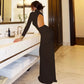 Long Sleeve Ruched Backless Fishtail Maxi Dress Sexy Elegant White Evening Gown Fall Winter Party Dresses