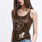 Y2K Rocker Cami Top with Distressed Patch, Vintage Grunge Tank Top for Women, Retro Aesthetic Streetwear Slim Vest