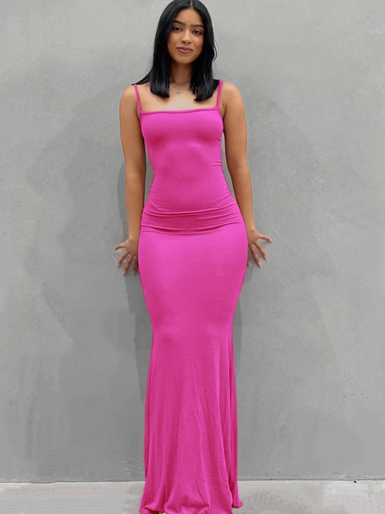 Strap Backless Long Maxi Dresses Party Club Vacation Outfits for Women Sexy Casual Summer Dress 2024 Wholesale