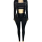 Casual 3 Piece Set Women Tracksuit Elastic Vest+Zip Jacket+Leggings Matching Street Sporty Fitness Street Shapewear