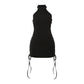 Sexy Backless Halter Dress Women Shirring Elegant Hottie Skinny Peach Hip Beach Vacation Street Clubwear Mini Bodycon