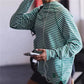 Y2K Women Mock Neck Striped Long Sleeve Top Raglan Oversized T Shirt Casual Outdoor Workout Sportswear with Side Slit