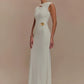Hollow Out Gold Clasp Sexy Maxi Dress For Women Gown Solid Sleeveless Backless Ruched Bodycon Club Long Dress Elegant