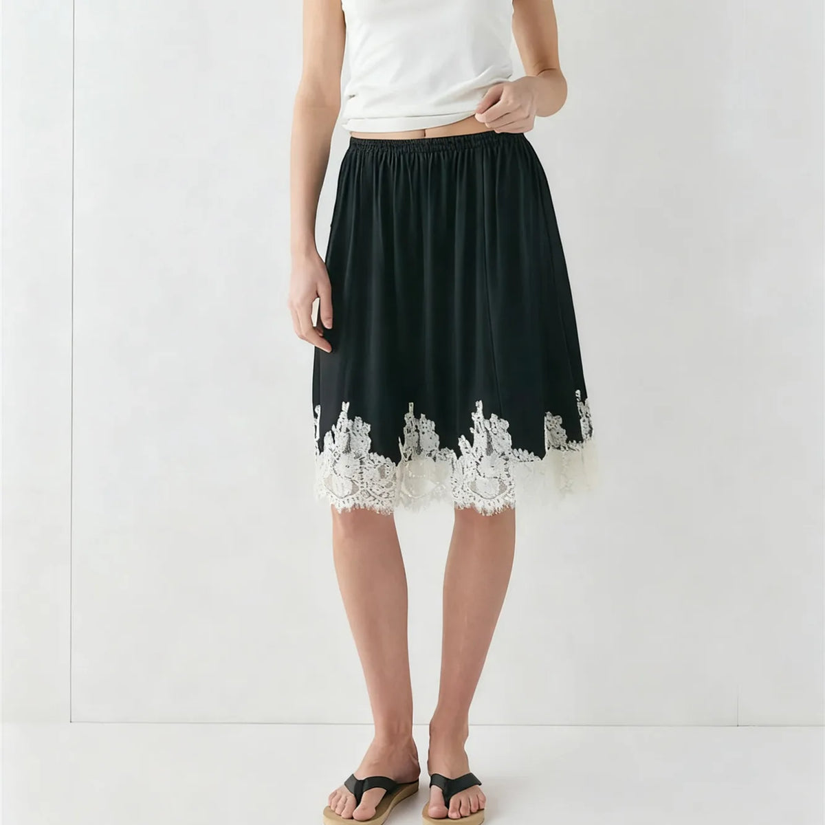 Women Summer Solid Elegant Satin Lace Patchwork Long Skirts High Waist Office Ladies Vacation Midi Skirts Y2K Streetwear