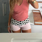 Women's Polka Dot High Waist Shorts Contrast Color Band Waist Stretch Booty Shorts Y2K Casual Beach Summer Lounge Shorts