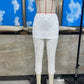 Women Lace Skirted Capri Leggings High Waist Sheer Mesh Cropped Pants Layered Skirt Overlay Slim Fit Party Streetwear Bottoms