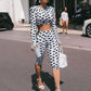 Polka Dot Print 2 Piece Set Women Trend O-Neck Full Sleeve Crop T-Shirt+Capri Pants Fashion Chic Street Sport Suits
