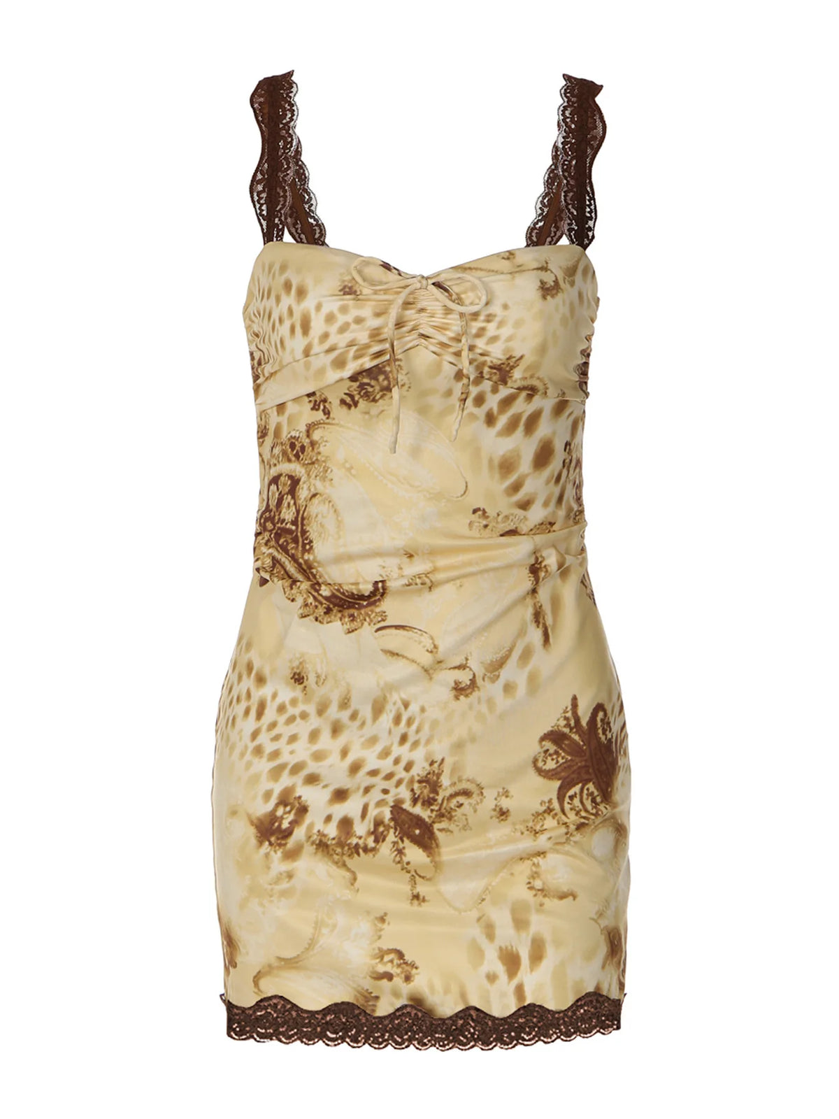 Leopard Print Summer Dresses 2026 Fashion Sexy Lace Trim Sleeveless Mini Bodycon Dress Woman Clothing