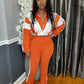 Contrast Patchwork Tracksuit 2 Piece Set Women Zipper Cardigan Jacket+Skinny Pants Casual Fashion Simple Sporty Suit
