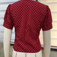 Women Short Sleeve Shirts Dot Print Lace Trim Buttons Scoop Neck Blouses Summer Slim Fit Casual Tops Streetwear