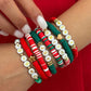 Women's 3-Style Boho Wide Geometric White Resin Cuff Elastic Bangles Set Vintage Punk Y2K Jewelry Gift Set