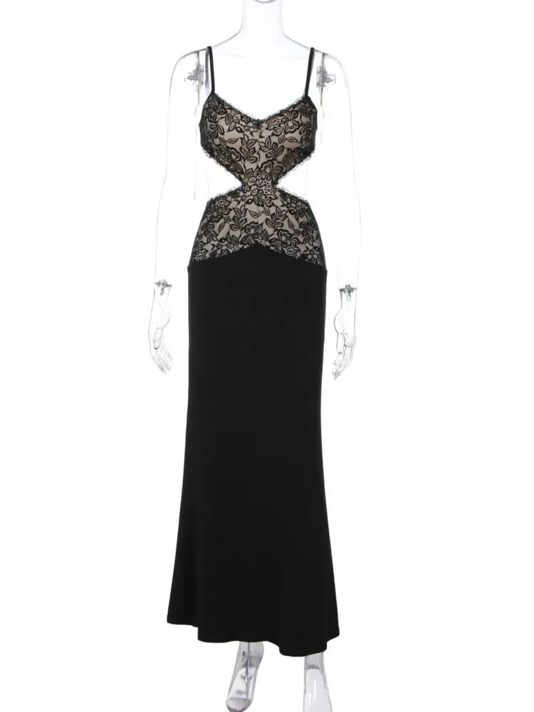 Spaghetti Strap Backless Print Sexy Maxi Dress Women Elegant Square Collar Sleeveless Bodycon Club Party Long Dress