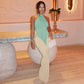 Patchwork Halter Backless Maxi Dress for Dinner Evening Gown Sexy Elegant Party Dresses for Woman Fall