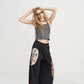 Women's Striped Spaghetti Strap Cami with Red Graphic, Sleeveless Square Neck Crop Top for Everyday Casual