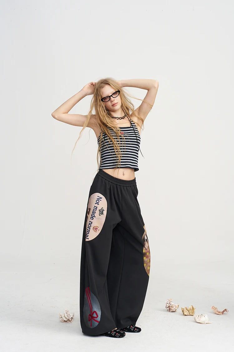 Women's Striped Spaghetti Strap Cami with Red Graphic, Sleeveless Square Neck Crop Top for Everyday Casual