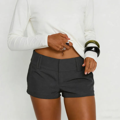 Womens Low Rise Shorts Casual Solid Color Tight Fitted Mini Boxer Shorts Bottom Stylish Summer Fashion Streetwear
