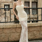 Patchwork Lace Maxi Dress Women Bow Folds Low-Neck Sleeveless Skinny Elegant Wedding Party Banquet Chic Vestidos