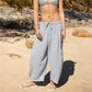 Women Boho Striped Baggy Loose Fit Palazzo Harem Pants Y2k Wide Leg Casual Going Out Beach Vacation Trousers