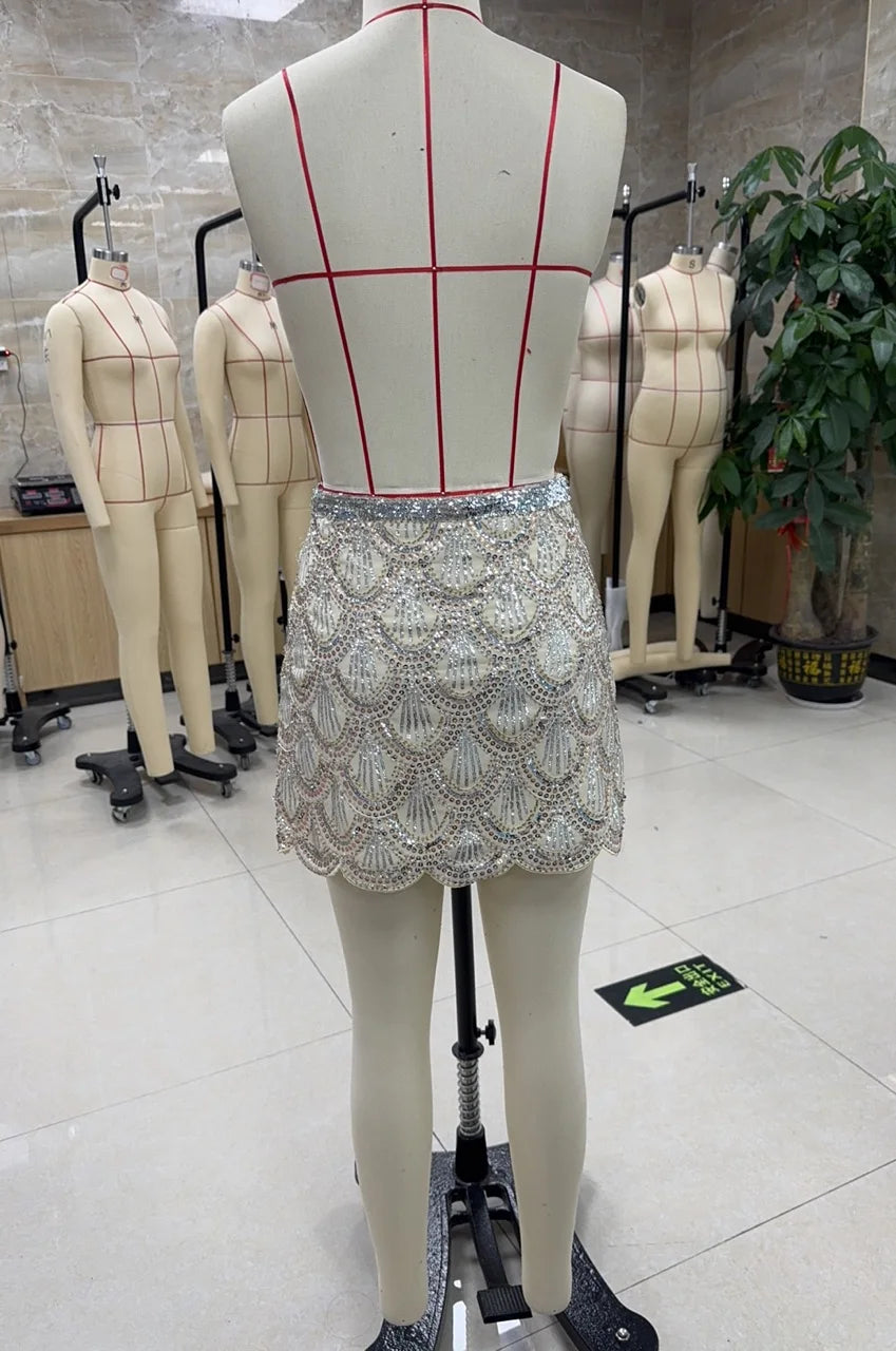 Sequined Skirts for Women Chic Casual Skirts Summer New Party Clubwear Fashion Female High Waist A-Line Skirts