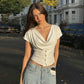 Button Cowl Neck Short Sleeve Summer Tops for Women Clothes Fashion 2026 Womans Shirts