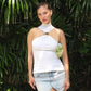 Gold Ring Turtleneck Tank Top White Sexy Sleeveless Tops Trending Women Summer Clothes 2025