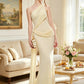 Vacation Chic Maxi Dress Women Mesh Tassel Slanted Shoulder Folds Solid Elegant Birthday Party Summer Fashion Vestidos